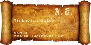 Mirkovics Botár névjegykártya